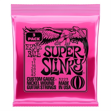 Super Slinky Nickel Wound Electric Guitar Strings 3 Pack #3223