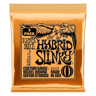 Hybrid Slinky Nickel Wound Electric Guitar Strings 3 Pack #3222