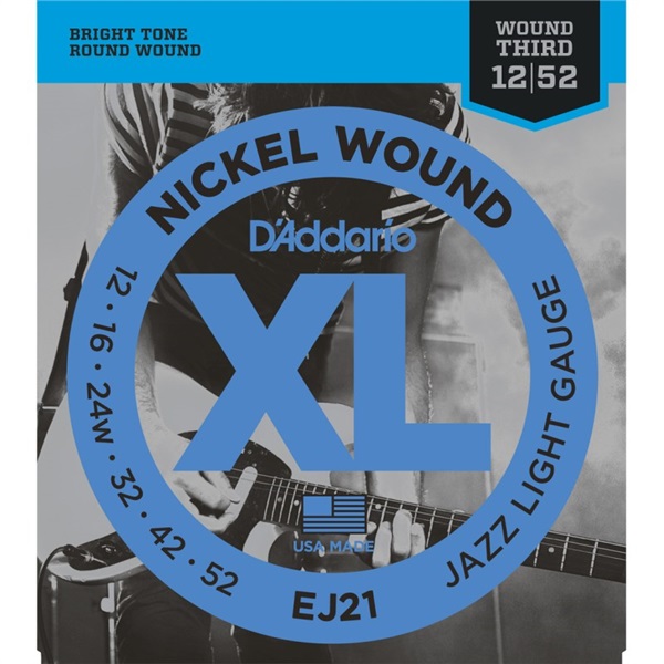 D’Addario XL Nickel Electric Guitar Strings EJ21 (Jazz Light/12-52)