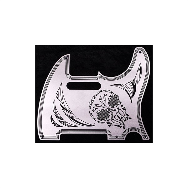 B，W&R Custom Engraved Aluminium Pickguard TL用 Skull BLK ｜イケベ