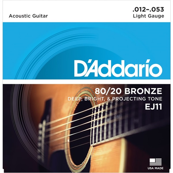 80/20 Bronze Round Wound Acoustic Guitar Strings EJ11 (Light/12-53)の商品画像