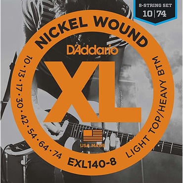 D’Addario XL Nickel Electric Guitar Strings EXL140-8 (Light Top， Heavy Bottom 8-String/10-74)