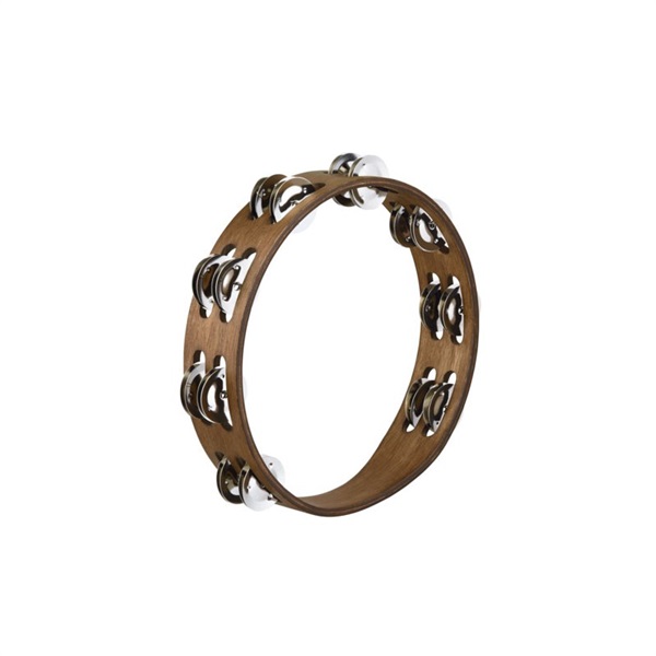 Tambourin Meinl TA2WB - Bois Noyer, Cymbalettes Acier Inoxydable 2 Rangées | Diamètre 10 Pouces (25,4 Cm)