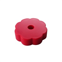 Plastic 45RPM Flower-Power Adapters Red (1袋2個入り) (ドーナツ盤 EPアダプター)