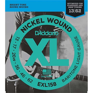 D’Addario XL Nickel Electric Guitar Strings EXL158 (Baritone Light/13-62) [バリトンスケール用]