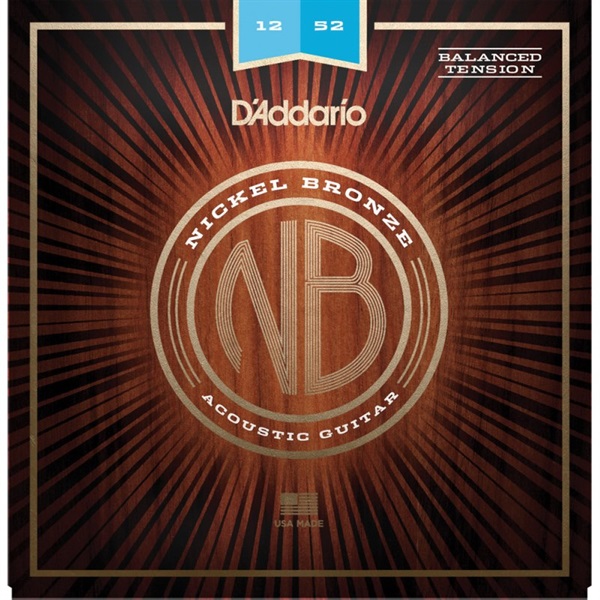D’Addario Nickel Bronze Wound Acoustic Guitar Strings [NB1252BT/Light， 12-52]