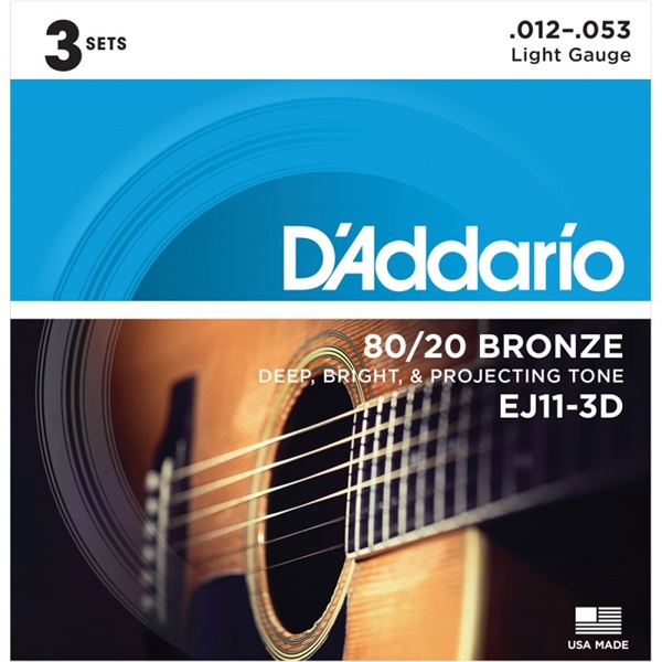 80/20 Bronze Acoustic Guitar Strings 3Set Pack EJ11-3D Lightの商品画像