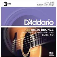 80/20 Bronze Acoustic Guitar Strings 3Set Pack EJ13-3D Custom Light