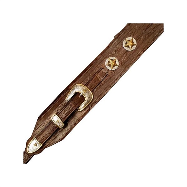 LHL 75037 Belting Strap w/conchos 3pc Buckle Set BROWN