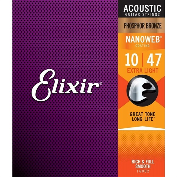 ELIXIR Acoustic Phosphor Bronze with NANOWEB Coating #16002 (Extra Light/10-47)