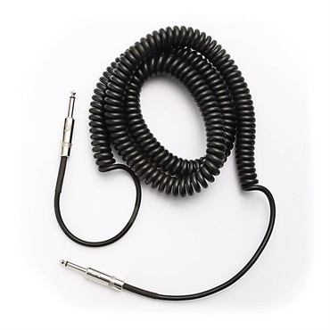 PLANET WAVES Custom Series Coiled Instrument Cable (Black) [PW-CDG-30BK]