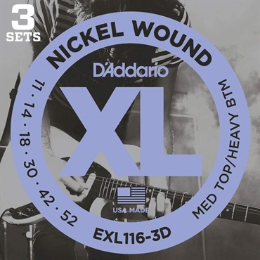 D’Addario XL Nickel EXL116-3D (3 Pack/11-52)