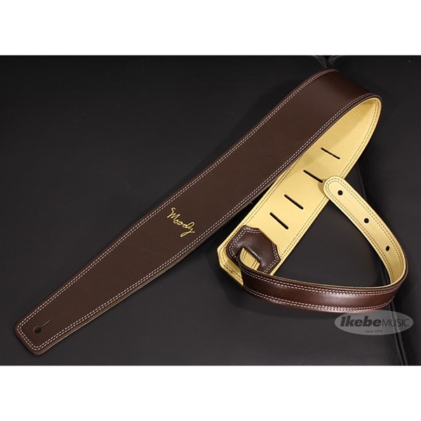 Handmade Leather Straps Leather & Leather Series 2.5inch Standard Tail 【 Dark Chocolate / Cream 】の商品画像
