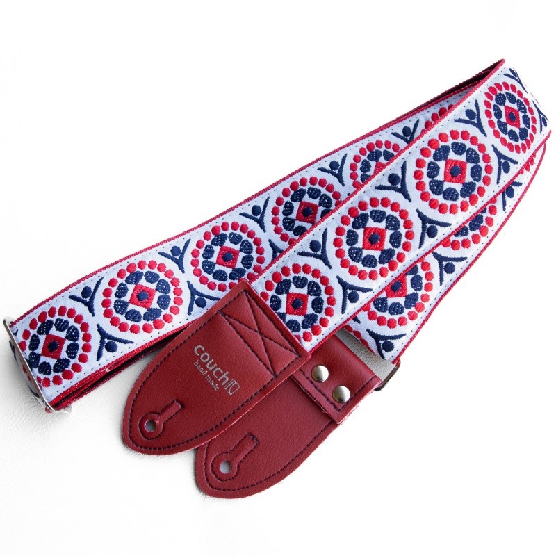 Couch Guitar Strap Pysch White Red and Blue Hippie ｜イケベ楽器店