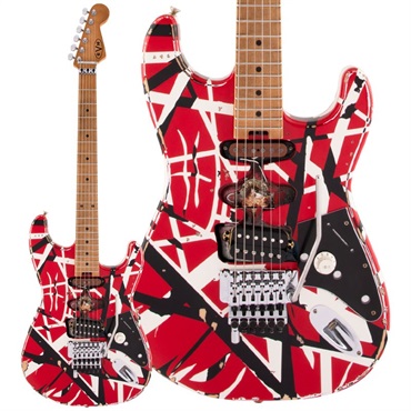 EVH Striped Series Frankenstein Frankie Red with Black Stripes Relic