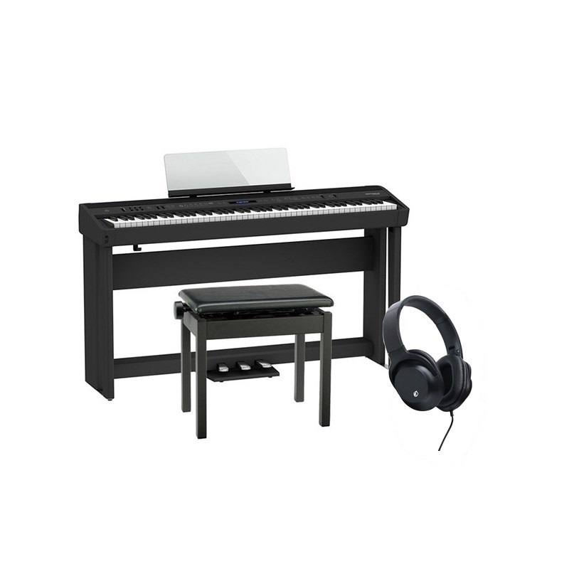 Roland 【お取り寄せ商品】FP-90X-BK +専用スタンド+3本ペダル+高低自在イスセット【ヘッドホン・お手入れクロス付】【代引不可】【沖縄・離島送料別途見積】(電子ピアノ)
