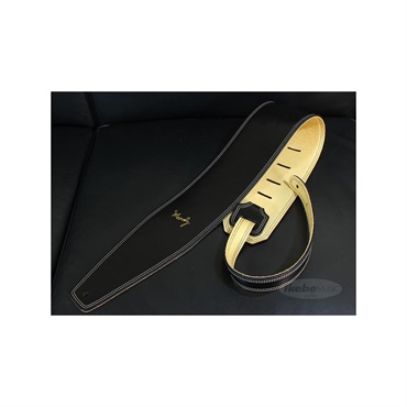 Moody Handmade Leather Straps Leather & Leather Series 2.5inch long Tail 【  Navy / Cream 】 ｜イケベ楽器店オンラインストア