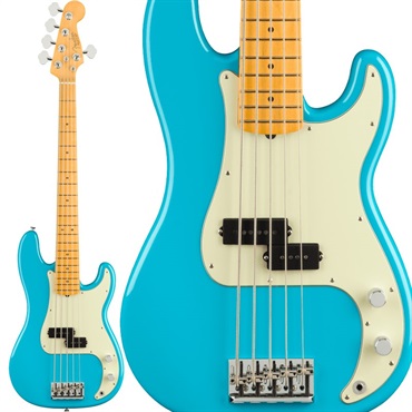 American Professional II Precision Bass V (Miami Blue/Maple)