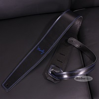 Handmade Leather Straps Leather & Leather Series 2.5inch Standard Tail【Black / Black w/Blue Stitch】