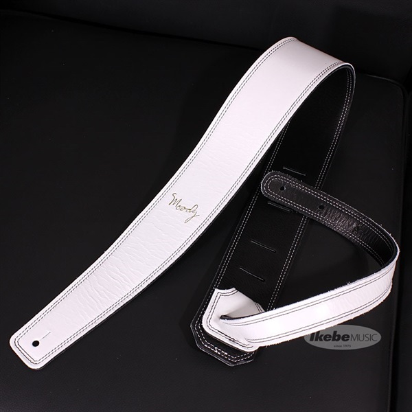 Handmade Leather Straps Leather & Leather Series 2.5inch Standard Tail 【 White / Black 】の商品画像