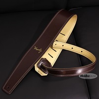 Handmade Leather Straps Leather & Leather Series 2.5inch long Tail 【 Dark Chocolate / Cream 】