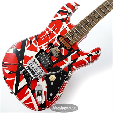 EVH Striped Series Frankenstein Frankie Red with Black Stripes Relic
