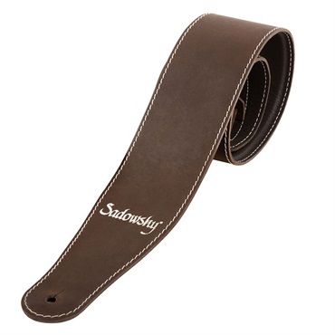 Genuine Leather Bass Strap (Brown/Silver)
