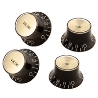 Top Hat Knobs with Inserts 4 pack (Black/Gold Metal Insert) [PRMK-020]