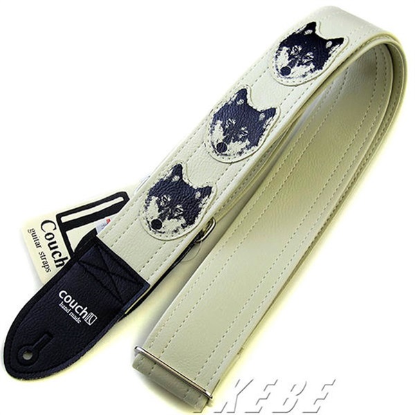 Couch Guitar Strap 狼・狼・狼・シロ [Wolf Guitar Strap All White