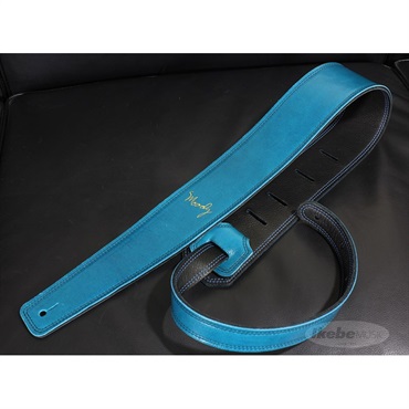 Moody Handmade Leather Straps Leather & Leather Series 2.5inch Standard Tail 【 SapphireBlue / Black 】