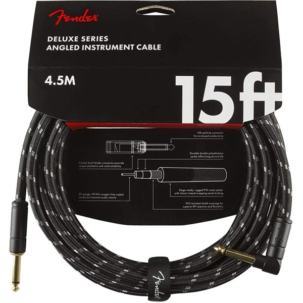 Deluxe Series Instrument Cable， Straight/Angle， 15' Black Tweed(#0990820085)の商品画像