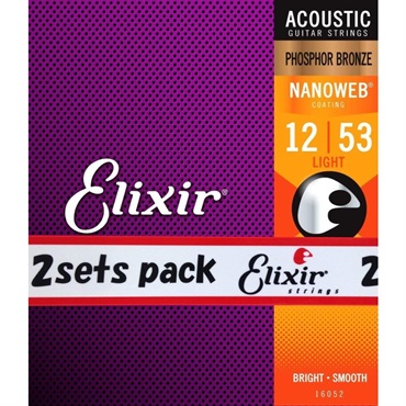 ELIXIR Acoustic Phosphor Bronze with NANOWEB Coating 2SET PACK #16052 (Light/12-53)