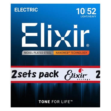 ELIXIR Electric Nickel Plated Steel with NANOWEB Coating 2SET PACK #12077 (Light-Heavy/10-52)