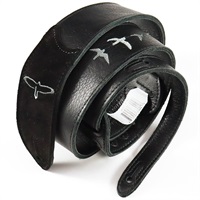 Premium Leather Strap Birds Embroidery (Black)