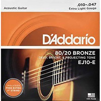 80/20 Bronze Round Wound Acoustic Guitar Strings EJ10-E (Extra Light/10-47) 【E弦プラスパック】