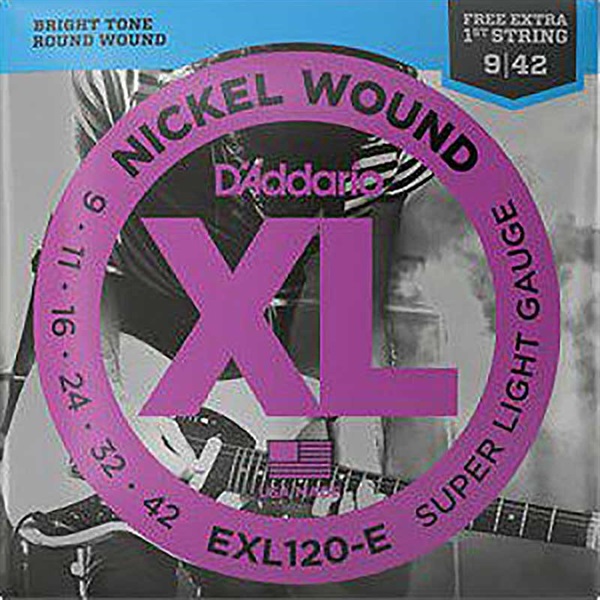 D’Addario XL Nickel Electric Guitar Strings EXL120-E (Super Light/09-42) 【E弦プラスパック】