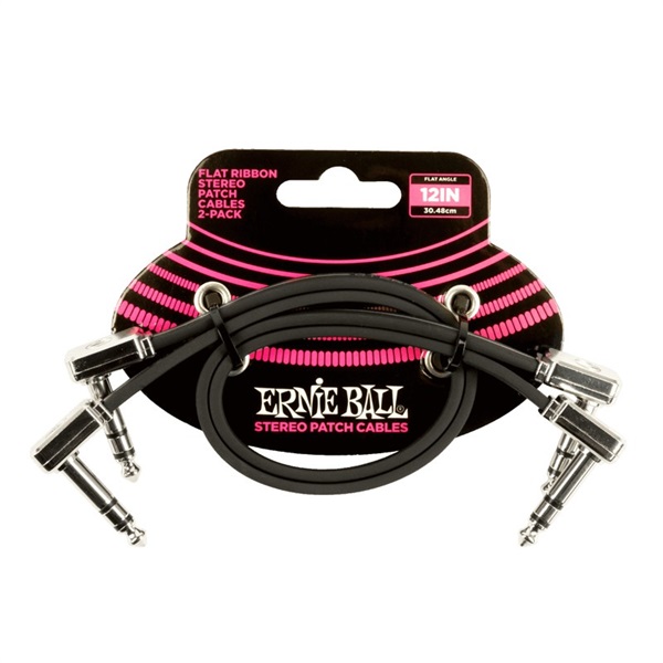 ERNIE BALL FLAT RIBBON STEREO PATCH CABLE 2-PACK #6405 (12inch/30.48cm)