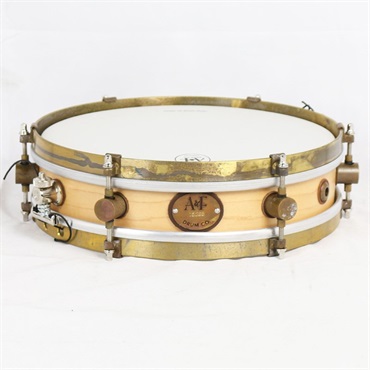 A&F Drum Co Wood Rude Boy Maple Snare Drum 12 x 3 with Raw Brass Hoops