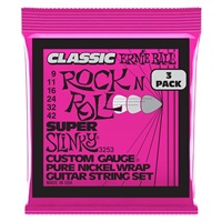 Super Slinky Classic Rock n Roll Pure Nickel Wrap Electric Guitar Strings 3 Pack #3253
