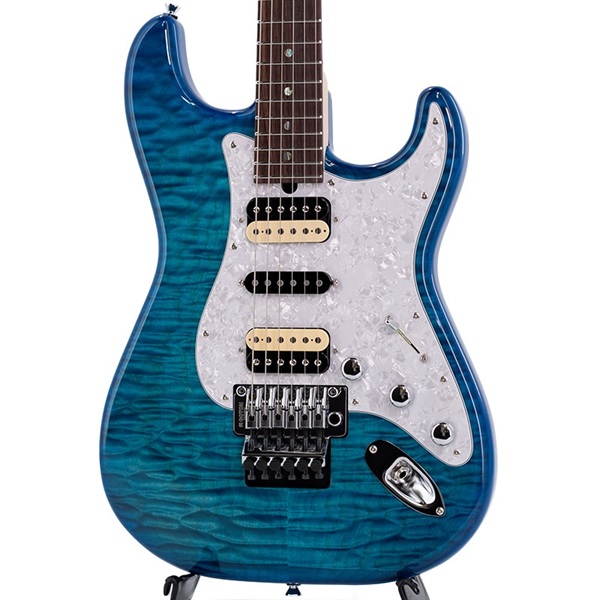 T's Guitars ST-22R Custom 5A Grade Quilt Top (Caribbean Blue)【SN