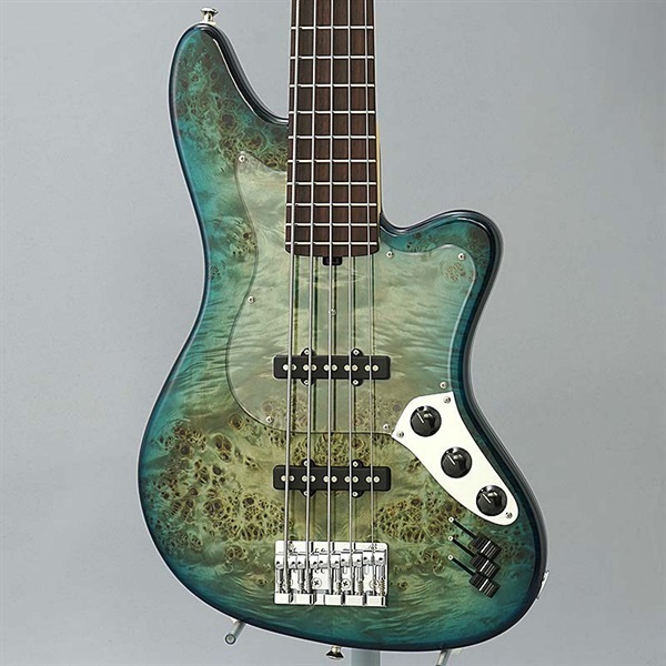L.E.H. Guitars The Offset 5 (Cottonwood Burl Top / Peacock Blue