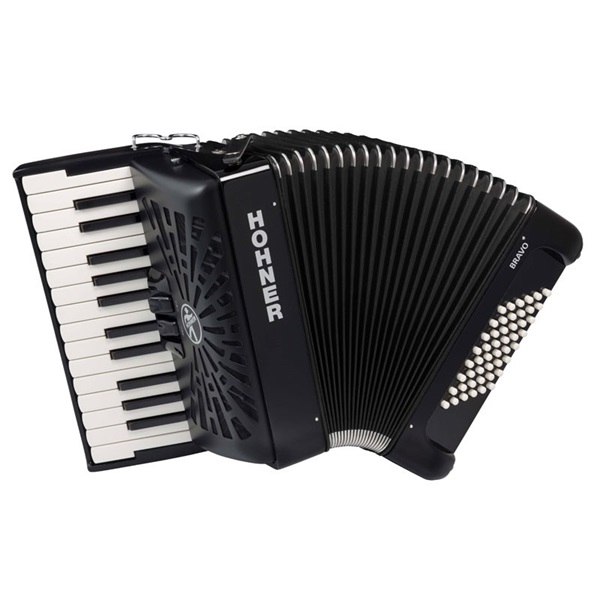 Hohner HOHNER ホーナー アコーディオン 入門向け ピアノ式 26鍵盤 小型 Bravo II 48 BLK【カラー：ブラック】