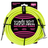 #6080 BRAIDED INSTRUMENT CABLE STRAIGHT/ANGLE 10FT (NEON YELLOW)
