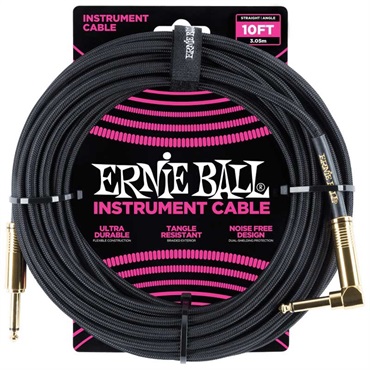 #6081 BRAIDED INSTRUMENT CABLE STRAIGHT/ANGLE 10FT (BLACK/GOLD CONNECTORS)