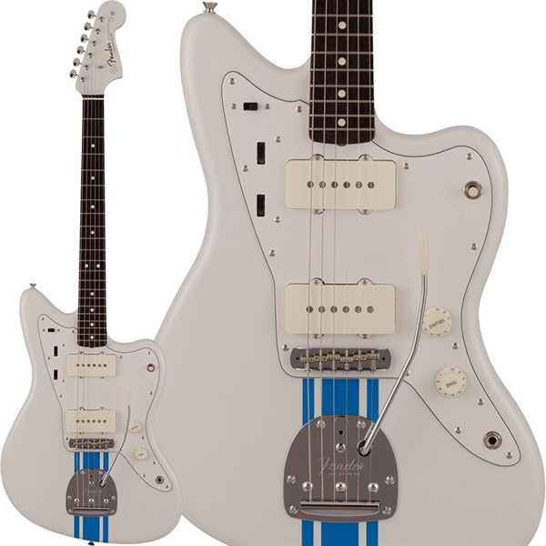 Fender Made in Japan 2023 Collection Traditional 60s Jazzmaster (Olympic White with Blue Competition Stripe/Rosewood)