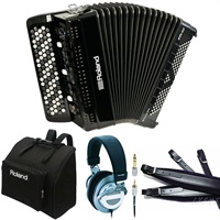 FR-4Xb BK（ボタンタイプ・ブラック）+良い音で練習！純正ヘッドホンセット【豪華特典・純正リュック型ソフトケース】【数量限定・高品質なイタリア製ショルダーストラッププレゼント！】【Vアコーディオン・中型モデル】