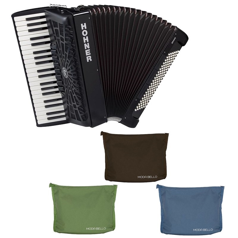 Hohner HOHNER ホーナー アコーディオン 入門向け ピアノ式 41鍵盤 大型 Bravo III 120 BLACK +レインカバーセット【雨の日アコーディオンレインカバーセット】
