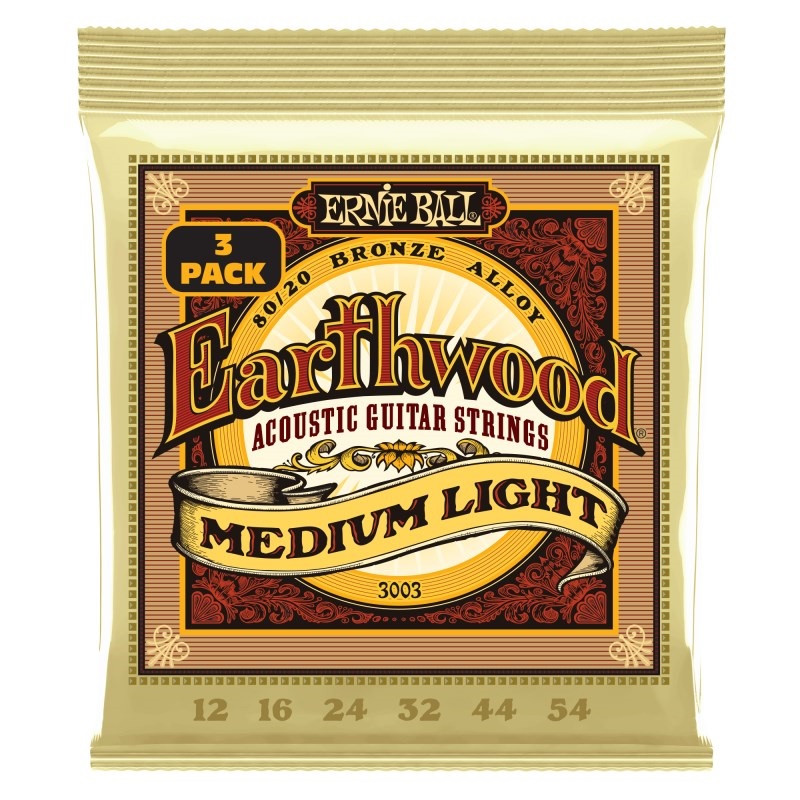 ERNIE BALL Earthwood 80/20 Bronze Medium Light 3 Pack (12-54) #3003 アーニーボール