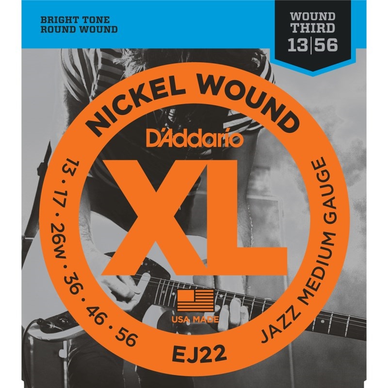 D'Addario XL Nickel Electric Guitar Strings EJ22 (Jazz Medium/13