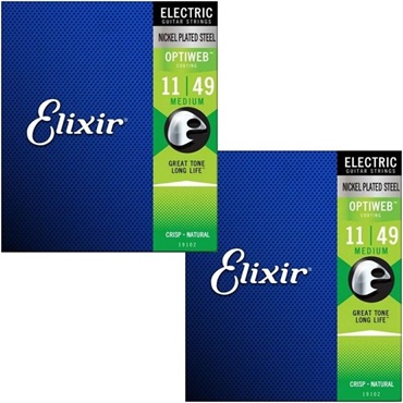 ELIXIR Electric Nickel Plated Steel with OPTIWEB Coating 2SET PACK #19102  (Medium/11-49)